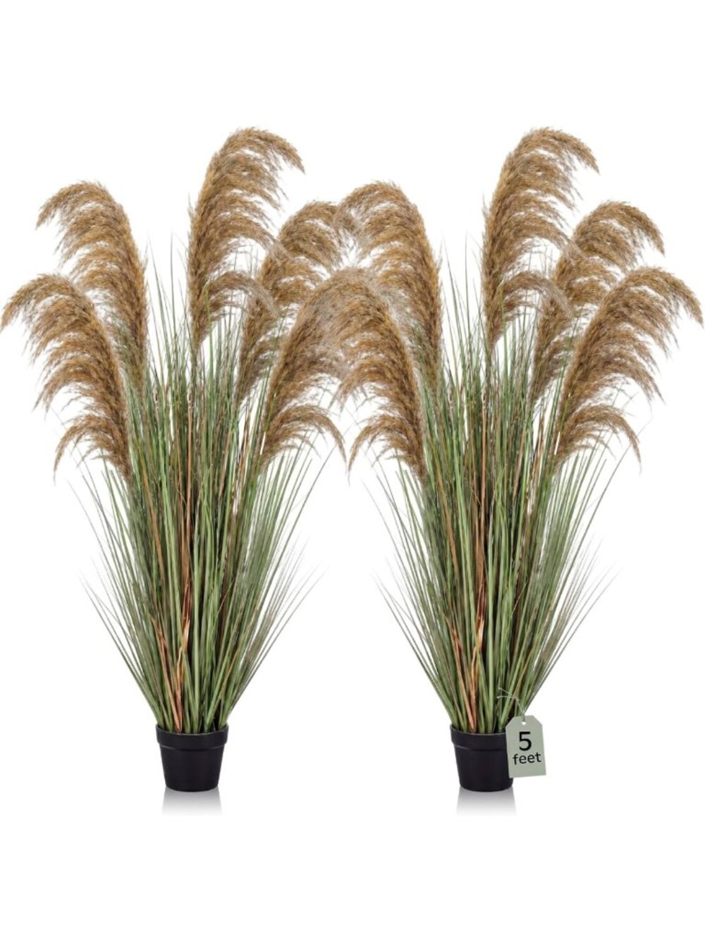 2 Pcs 5ft Tall Artificial Pampas Grass Potted Plants for Home Decor & Gifts